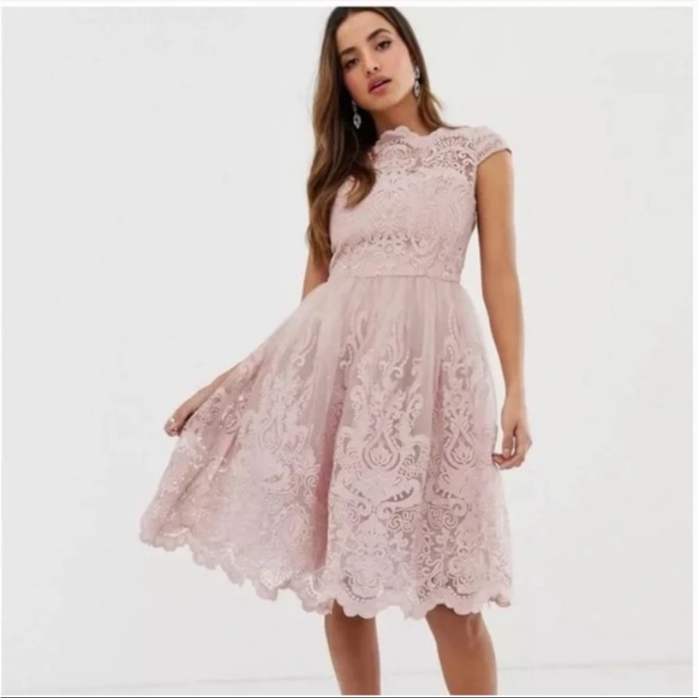 Chi chi London pink lace dress